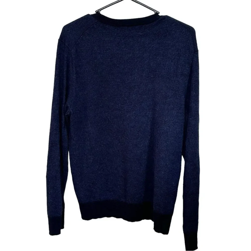 Banana Republic Italian Merino Wool Baruffa Crew Neck Sweater Blue Size Large